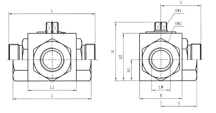 500bar KHB high pressure ball valve dimensions