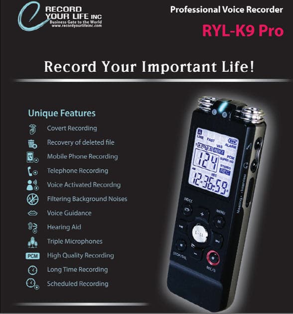 Professional Digital Voice Recorder RYL-K9 Pro