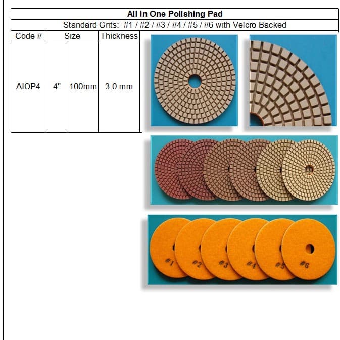 All In One Polishing Pad 6 Steps for Granite, Marble, Engineered, Concrete, Terrazzo