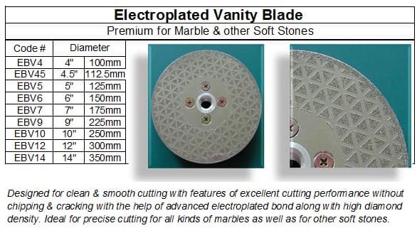 Electroplated Vanity Blade for Marble & Soft Stones