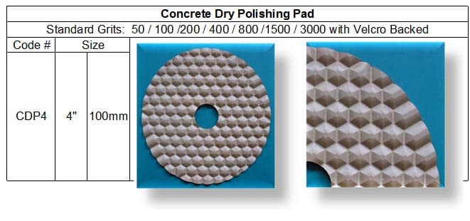 concrete dry polishing pad