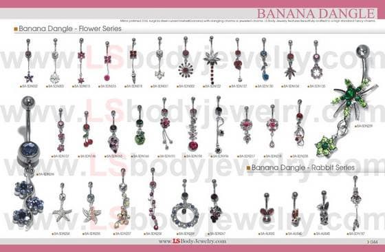 LS Body Jewelry, Piercing, Banana Dangle, Flower, Rabbit