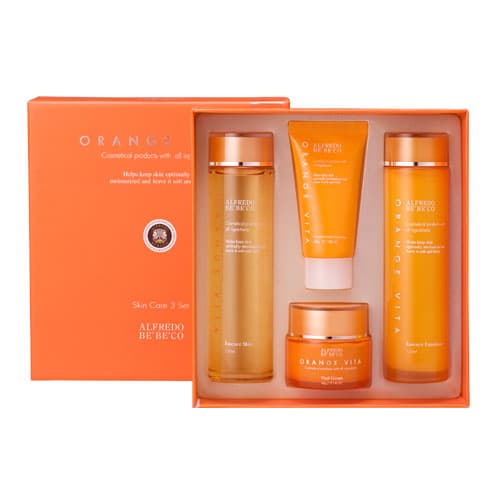 skin care set, toner, emulsion, cream, Orange vita gift set