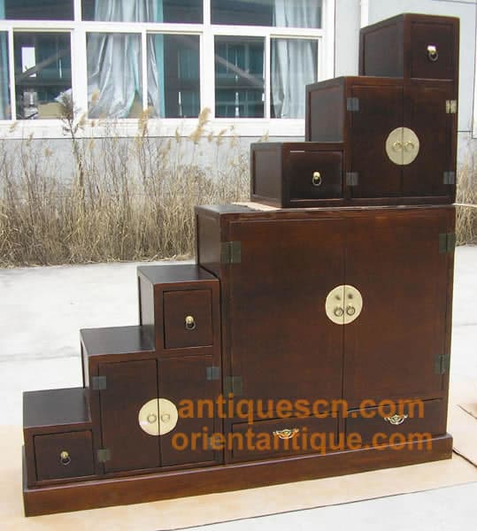 Ts 005 Japanese Step Tansu 3 Parts Double Side Different