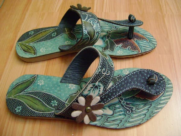 painted leather sandals