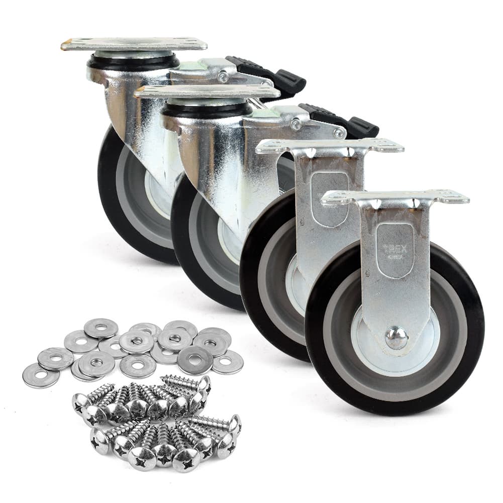 5 inch with 2 Swivel Plate Brake Casters and 2 Fixed Plate