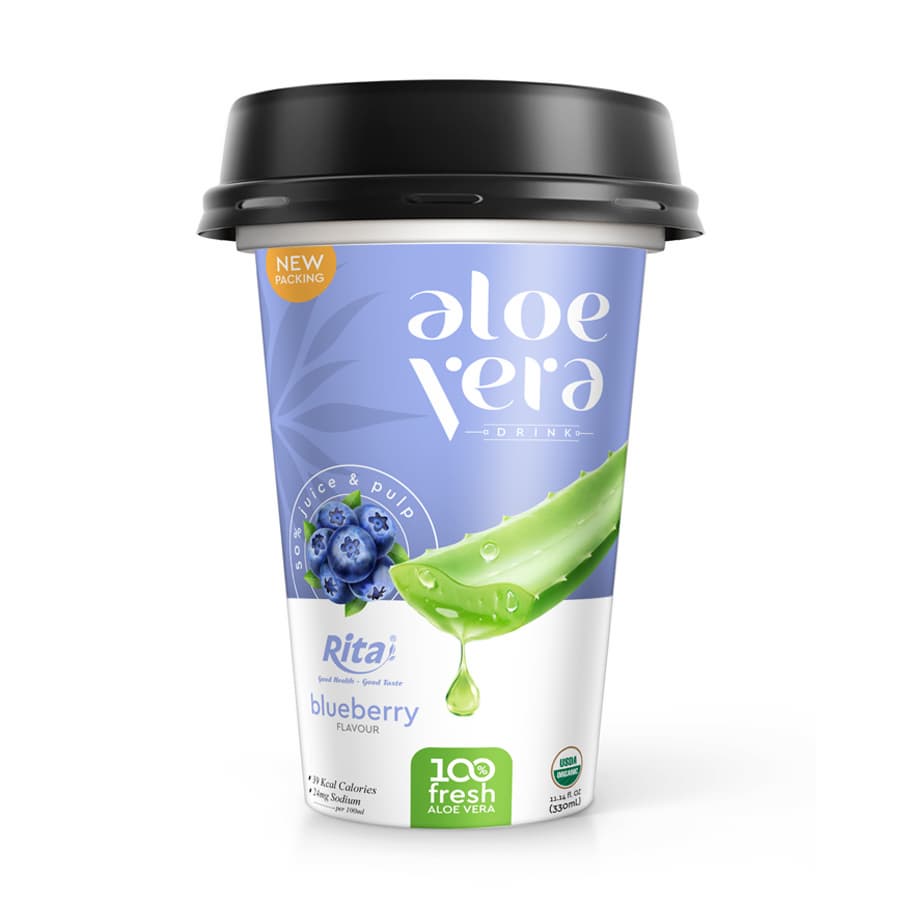 Supplier Aloe Vera Juice With Blueberry Flavor 330ml PP Cup