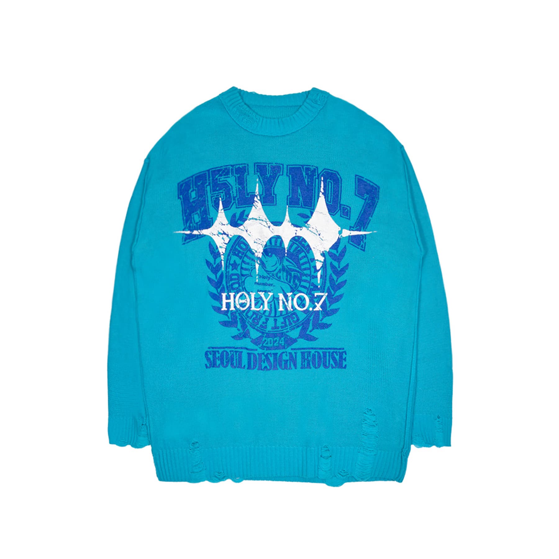 MBA OVER_FIT VINTAGE PRINTING KNIT_BLUE