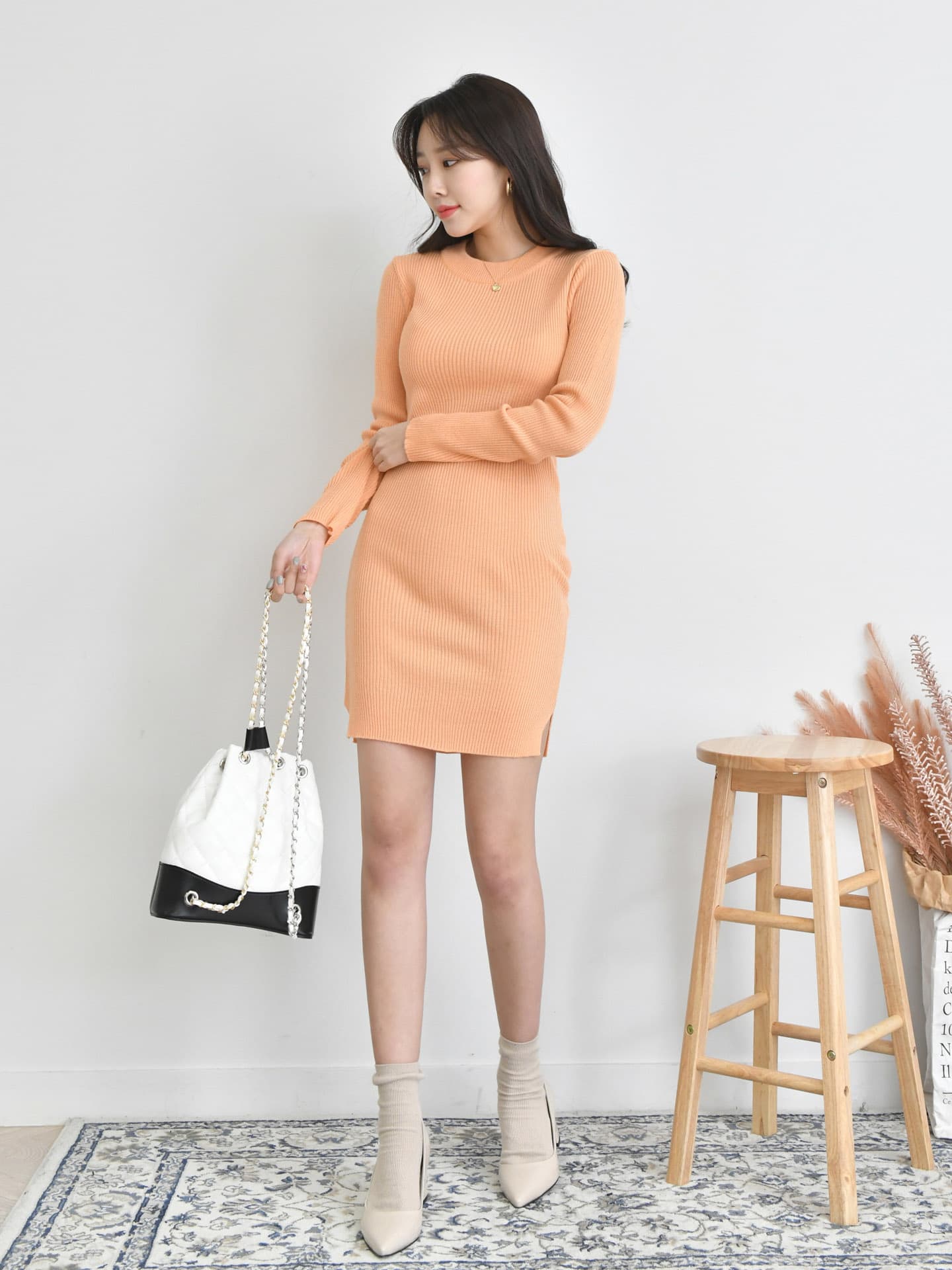 Knitwear_ Mini Dress_ Dress_ Long Sleeve