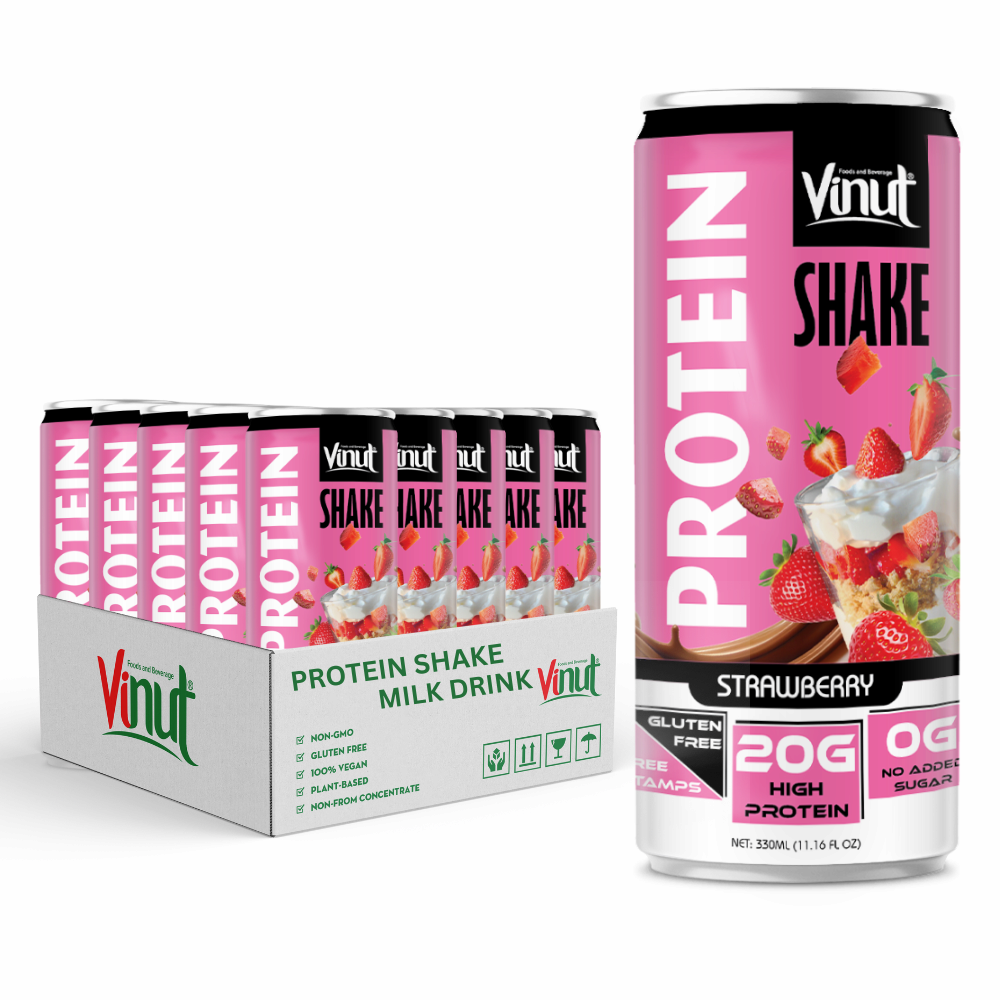 Free Sample _ High Protein Shake Drink With Strawberry 330ml Can_ Manufacture_Private Label