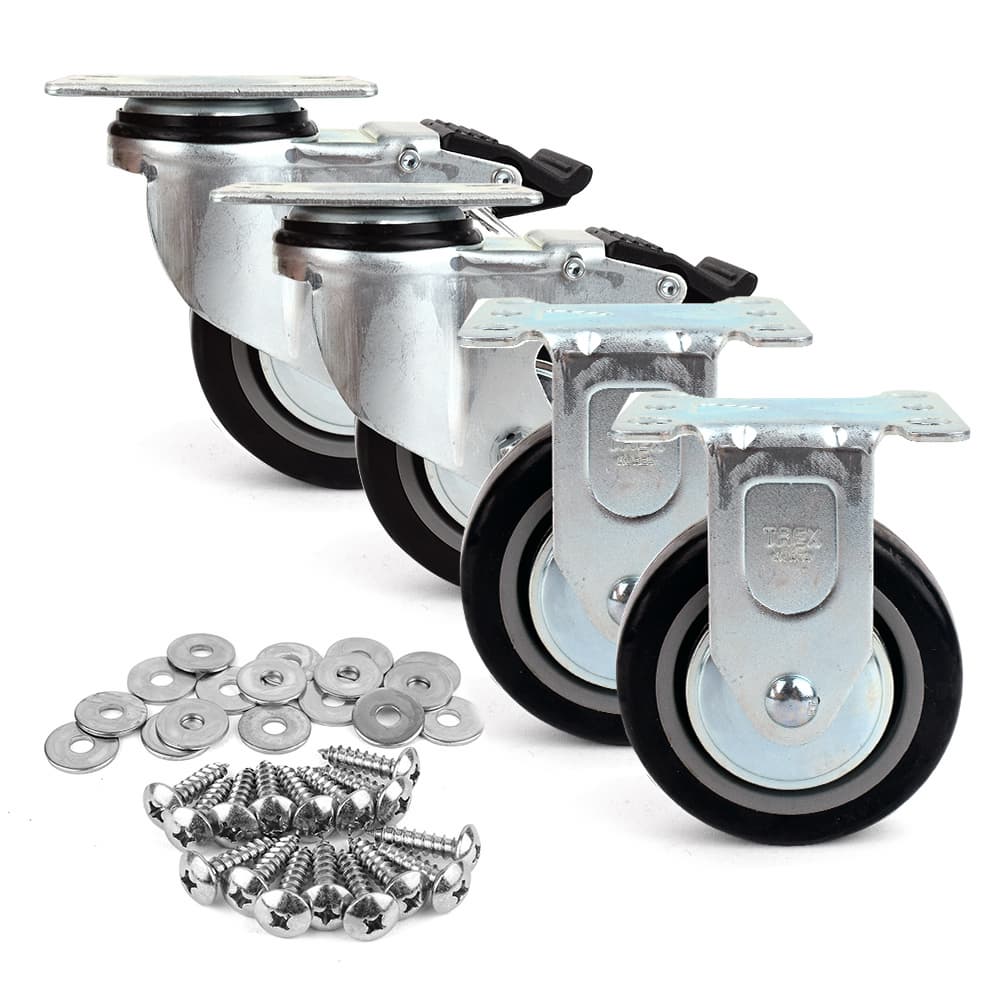 4 inch with 2 Swivel Plate Brake Casters and 2 Fixed Plate