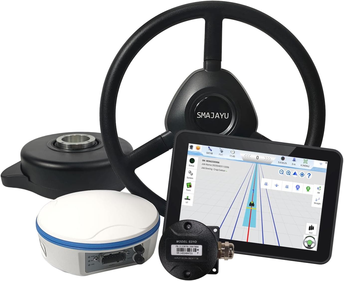JY305 Plus Tractor GPS Auto Steer System 2_5cm Accuracy SMA26 RTK 10cm Concentric Circles Mode