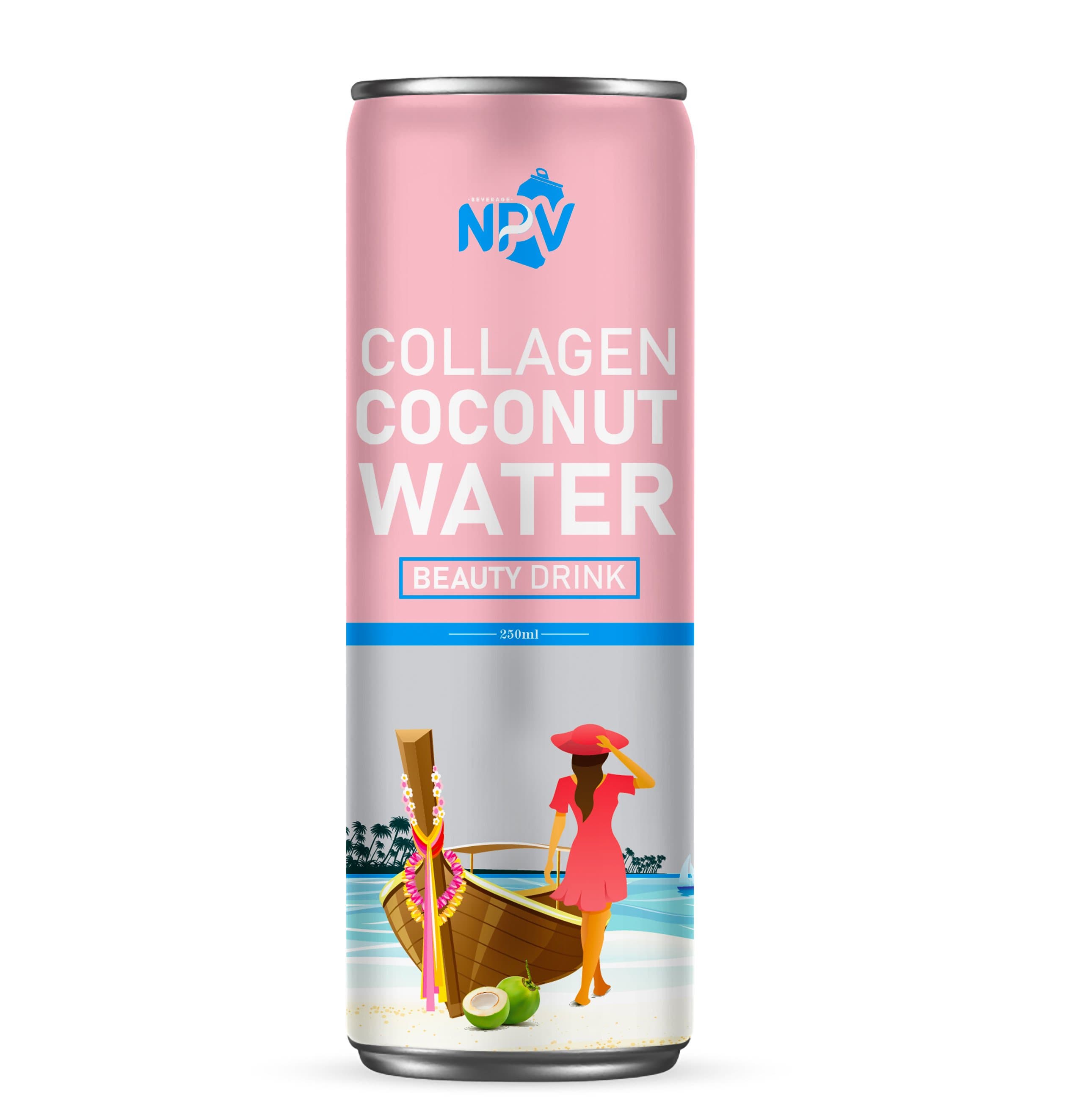 HIGH QUALITY VIETNAMESE COCONUT WATER WITH COLLAGEN 250ML SLIM CAN