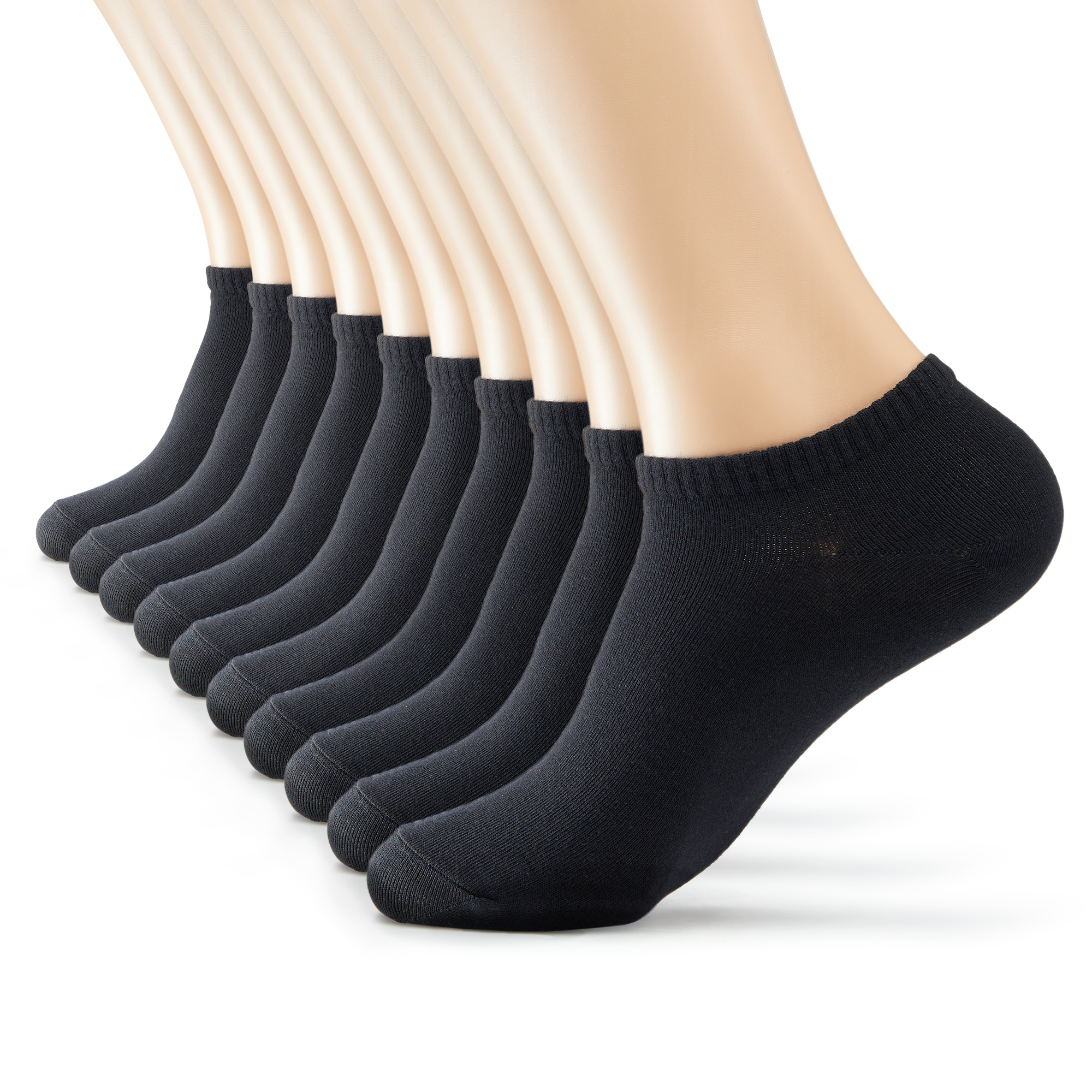 MONFOOT Women_s and Men_s 10 Pair Thin Cotton Low Cut Ankle Socks Black