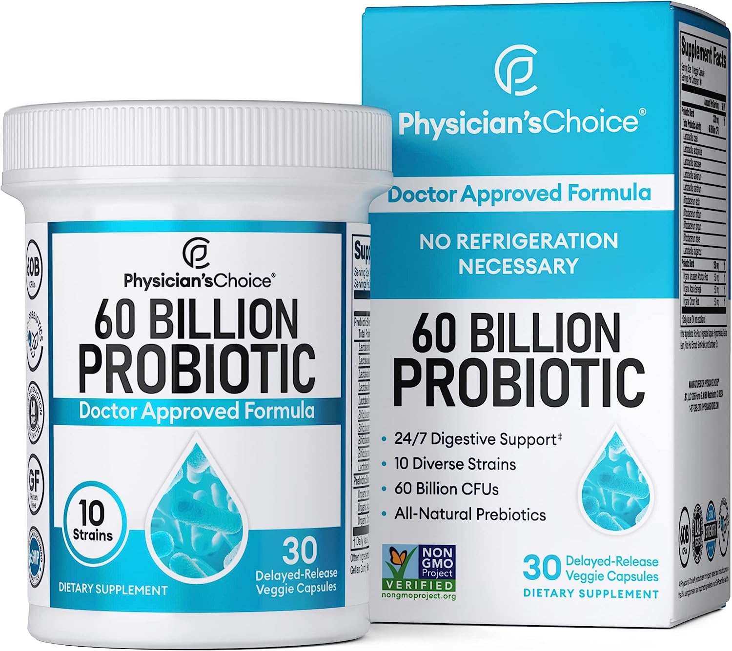 Physician_s CHOICE Probiotics 60 Billion CFU 10 Strains plus Organic Prebiotics  Digestive _ Gut Hea