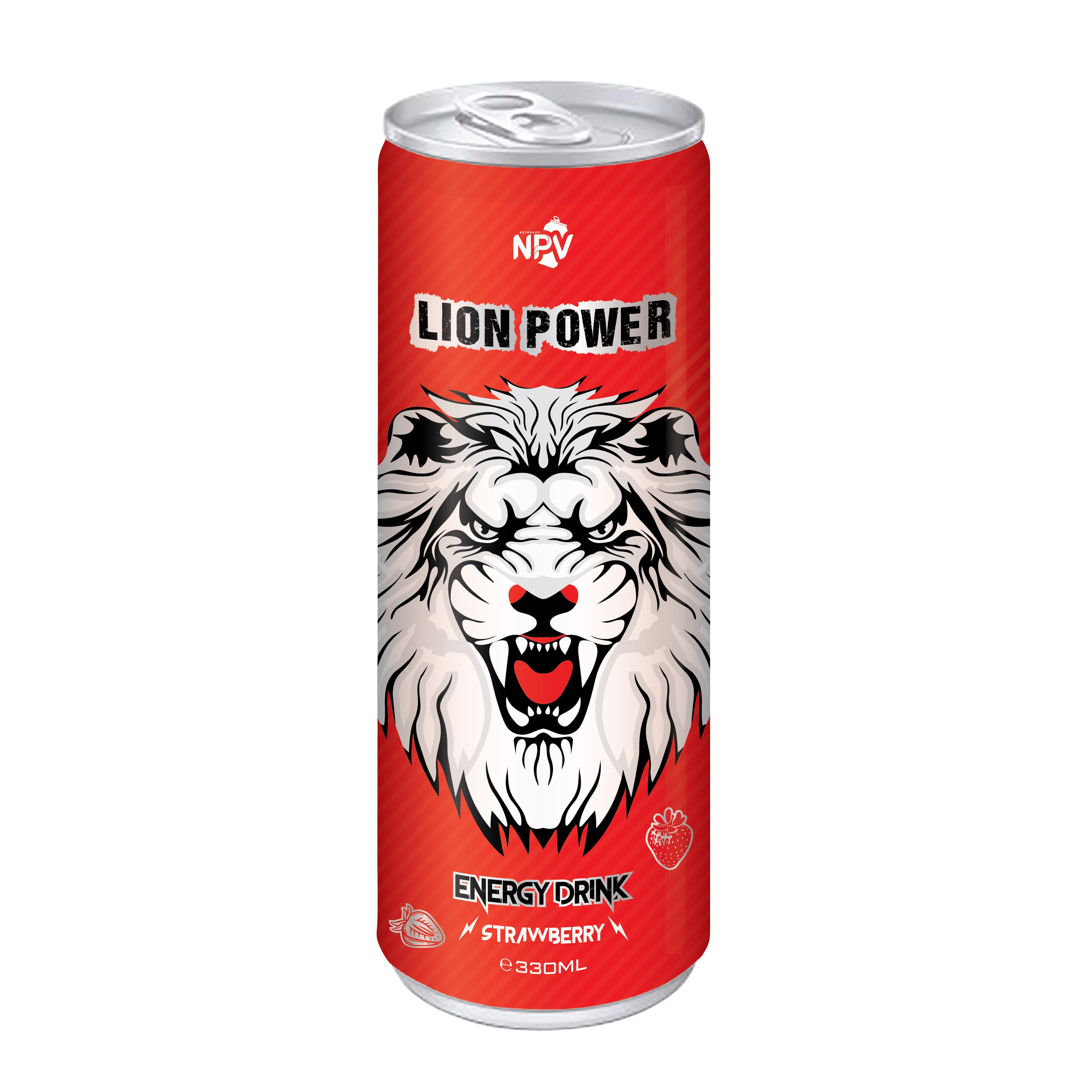WHOLESALE  PRIVATE LABEL BEST QUALITY LION ENERGY DRINK  STRAWBERRY FLAVOR 330ML SLEEK CAN