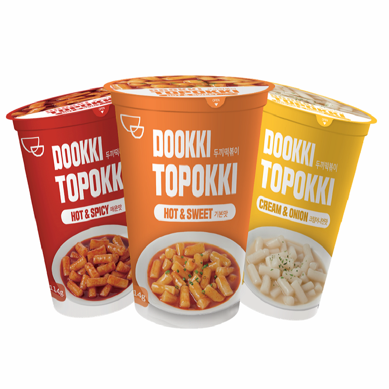 DOOKKI CUP TOPOKKI _3Flavors _ hot_spicy_ hot_sweet_ cream_onion_