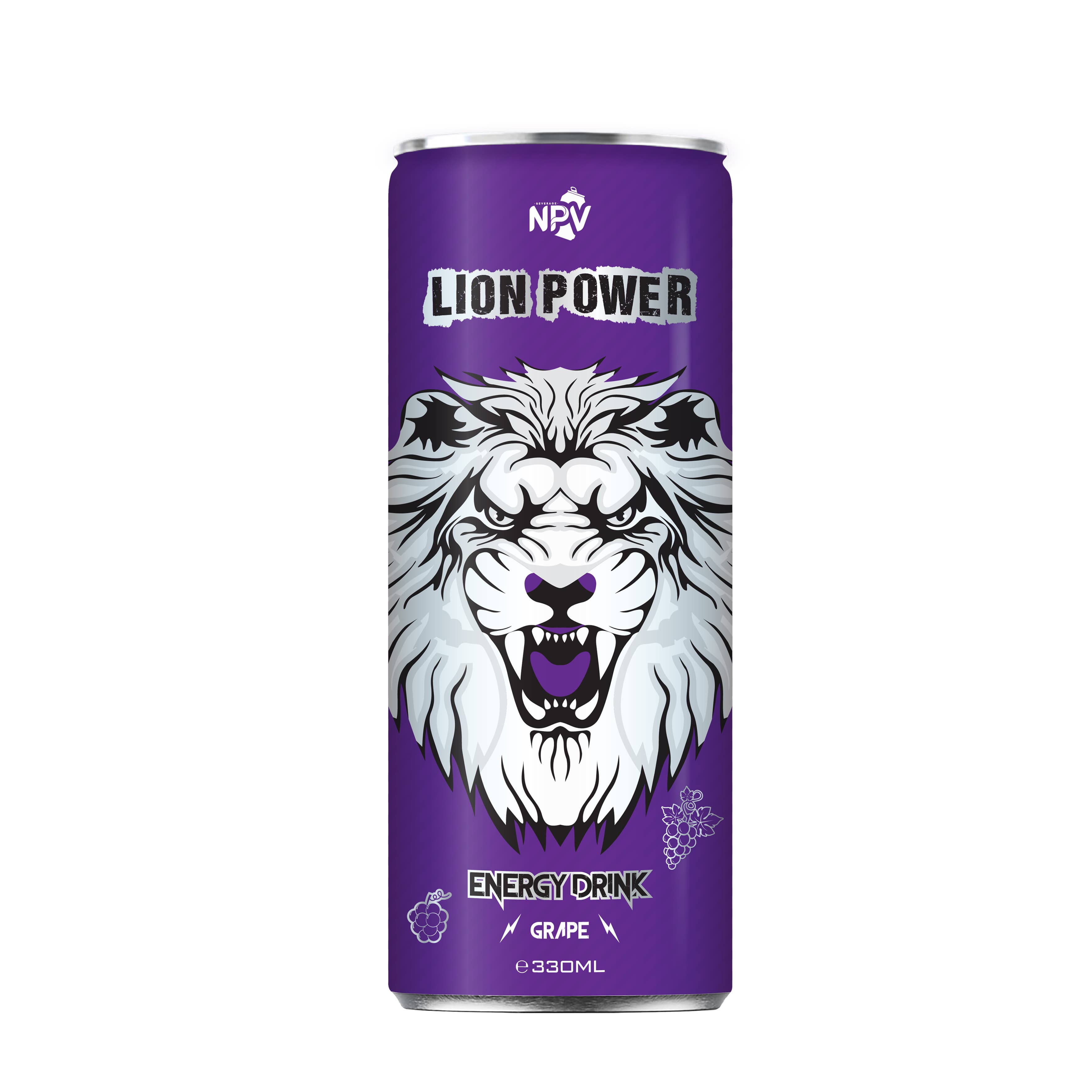 WHOLESALE  PRIVATE LABEL COMPANY PRICE LION ENERGY DRINK WITH GRAPE FLAVOR 330ML SLEEK CAN