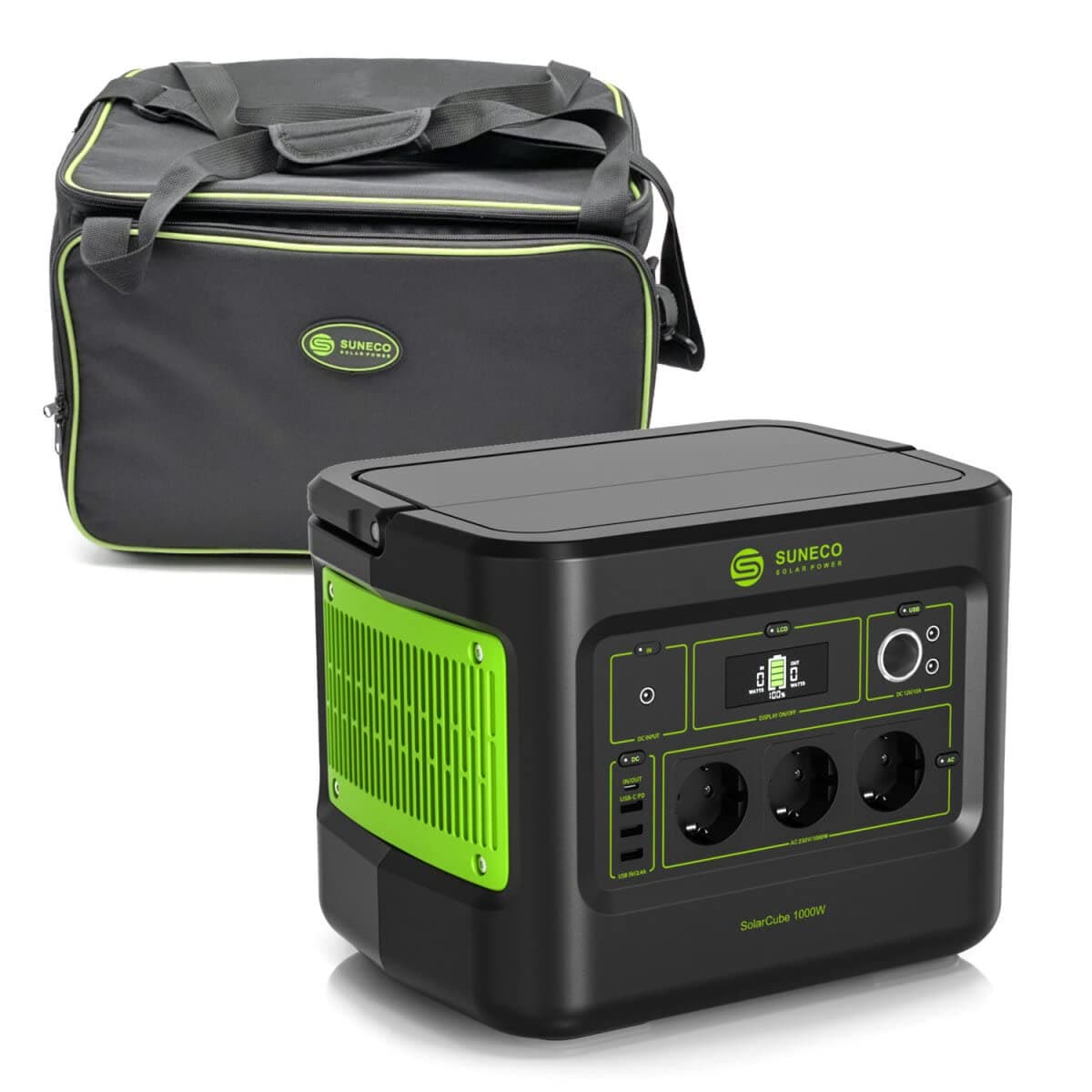1000W Portable PowerStation Solar Cube 896Wh Peak Power 2000W _ 200W Solar Panel