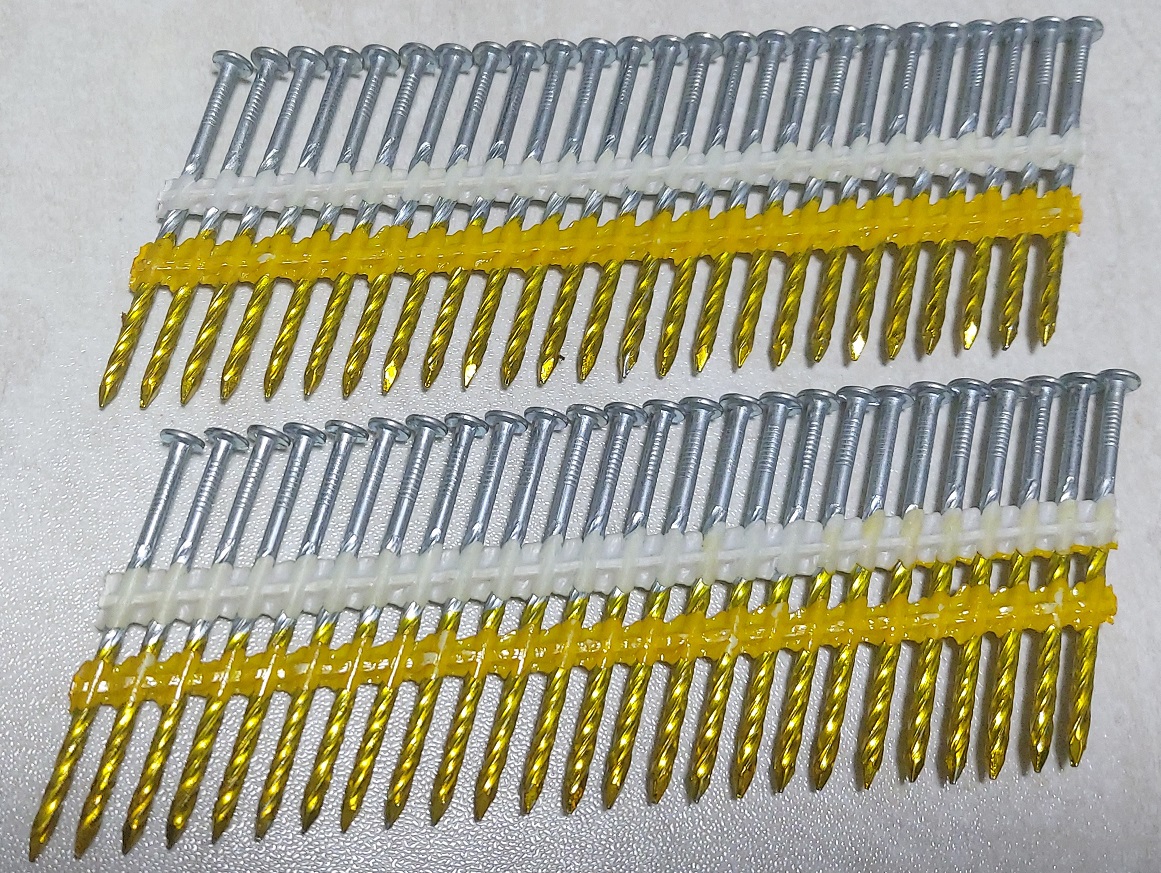 Plastic strip framing nails