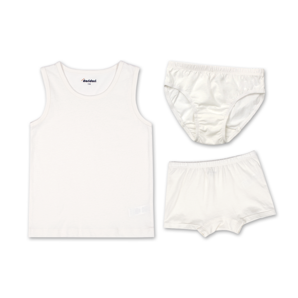 Doridori Little Girls_ Organic Cotton Underwear Undershirt For Kid_ Toddler_ Baby _Pure White