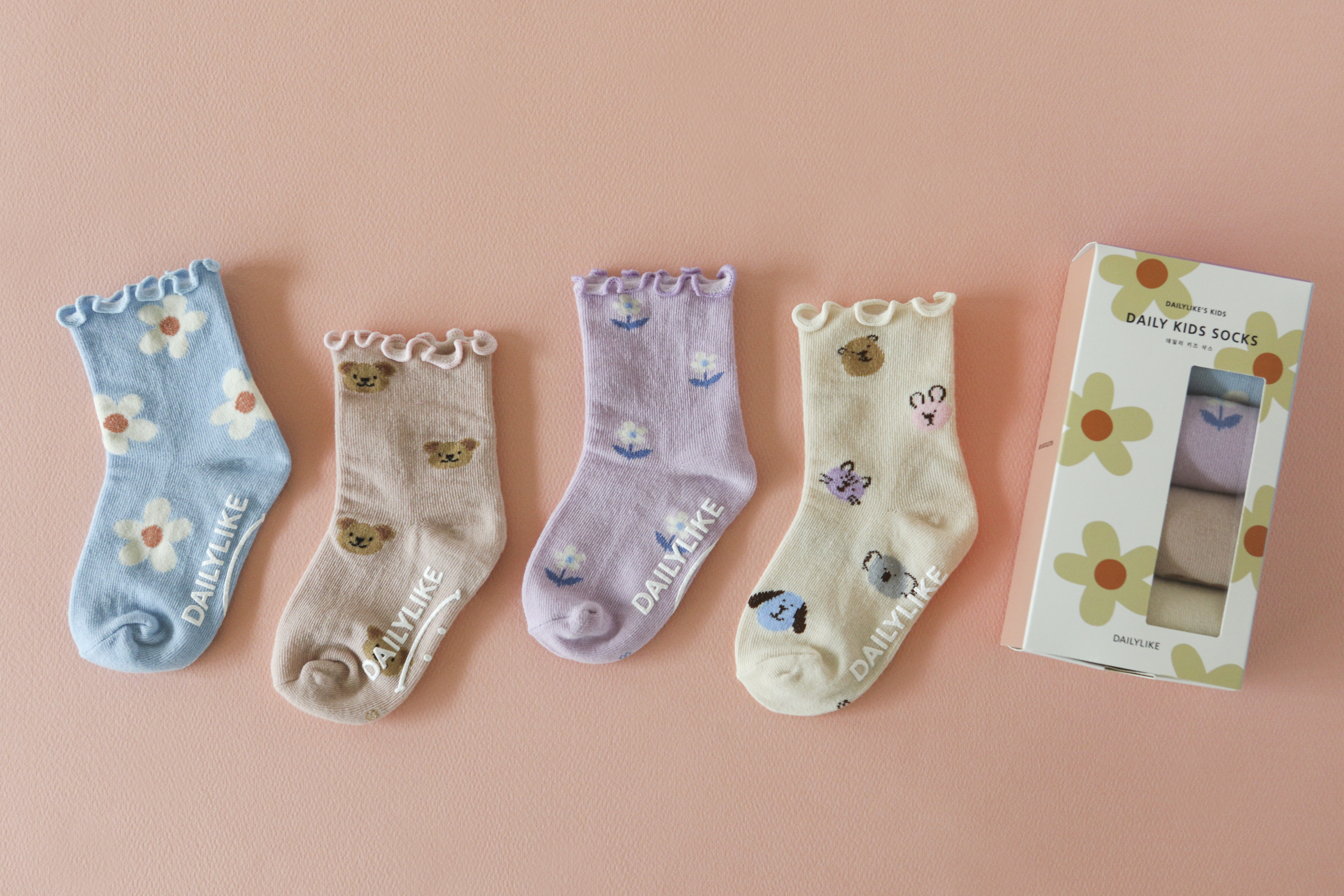 Dailylike Premium Baby _  Kids Frilly Socks Ruffle Socks _set of 4_