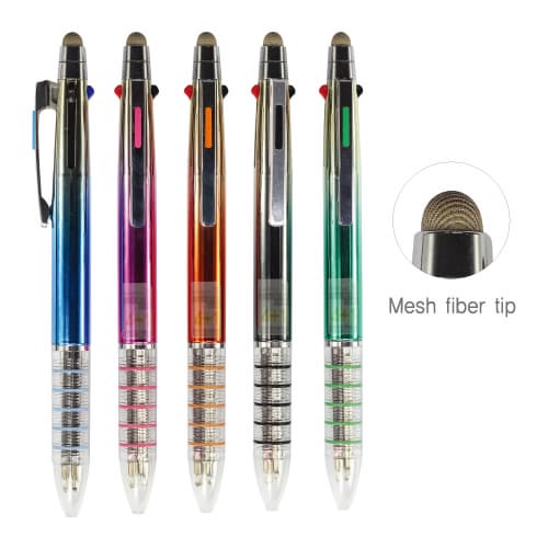 Multi color ballpoint pen with mechanical pencil and touch pen