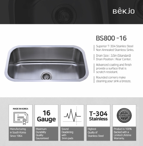 Kitchen stainless steel sink bowl BS 800_16