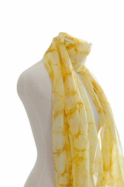6mm  chiffon yellow  printed silk scarf
