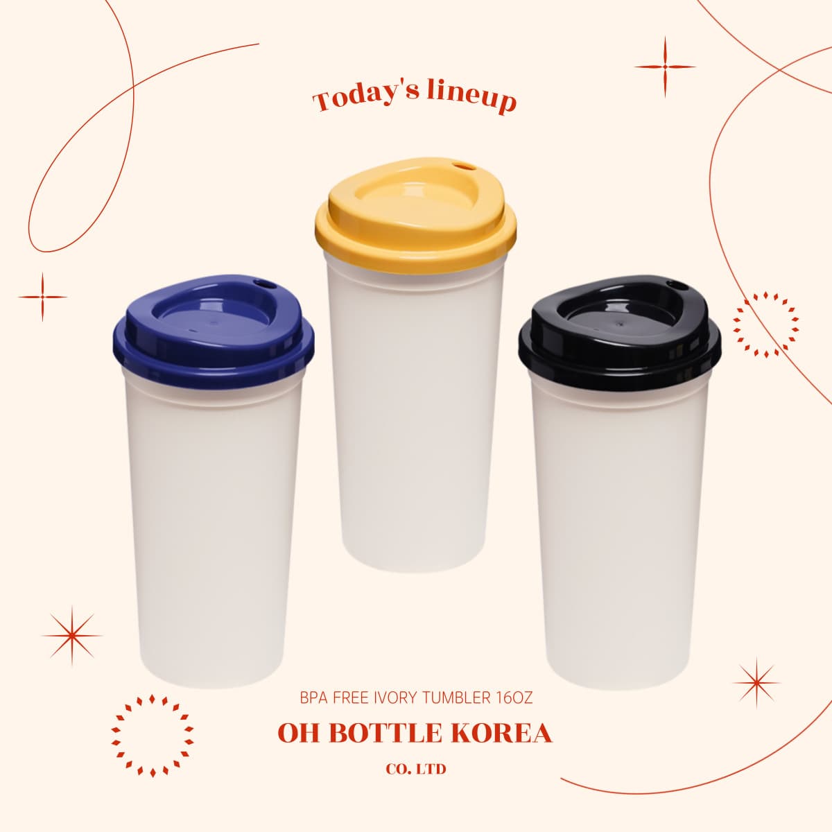 Customized Tumblers with Lid 16oz BPA FREE Reusable Tumblers made in KOREA