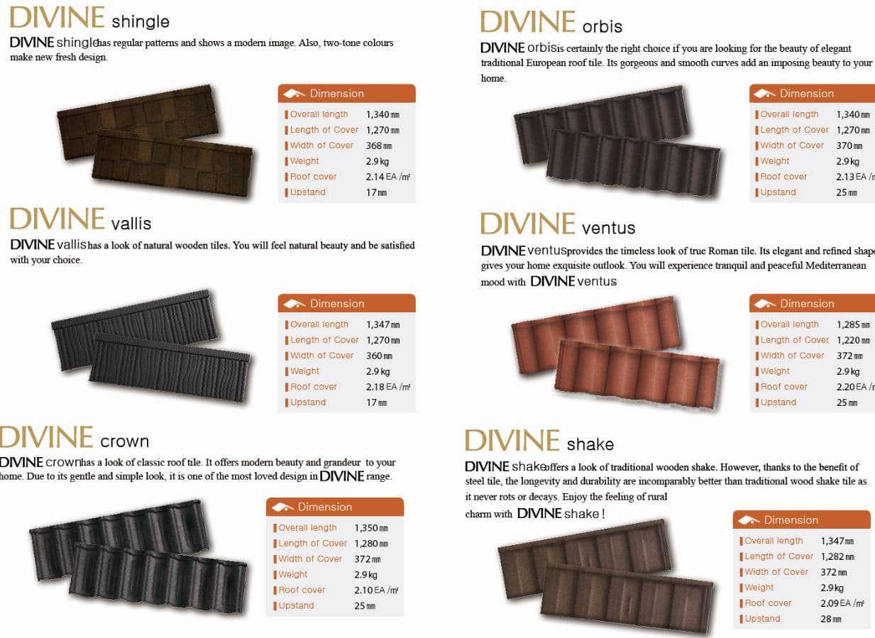 DIVINE (Stone coated steel roof tile) | tradekorea
