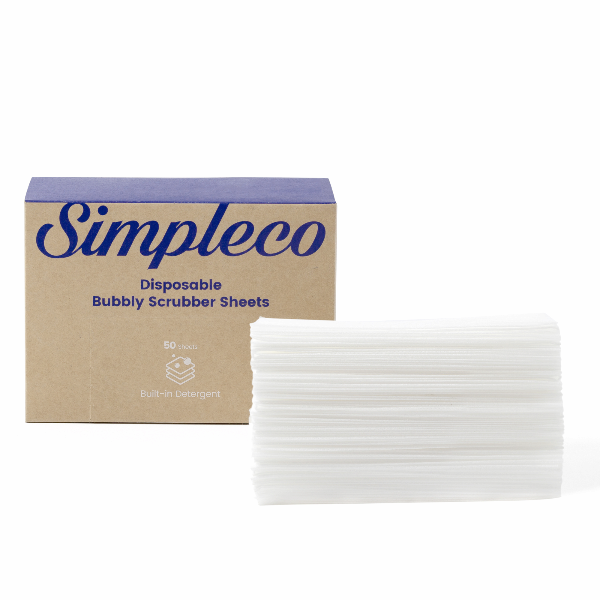 Simpleco Dish Scrubber Sheets _ Plant_Based Sheet Sponges for Dishes Infused with Detergent_ 50_Pack