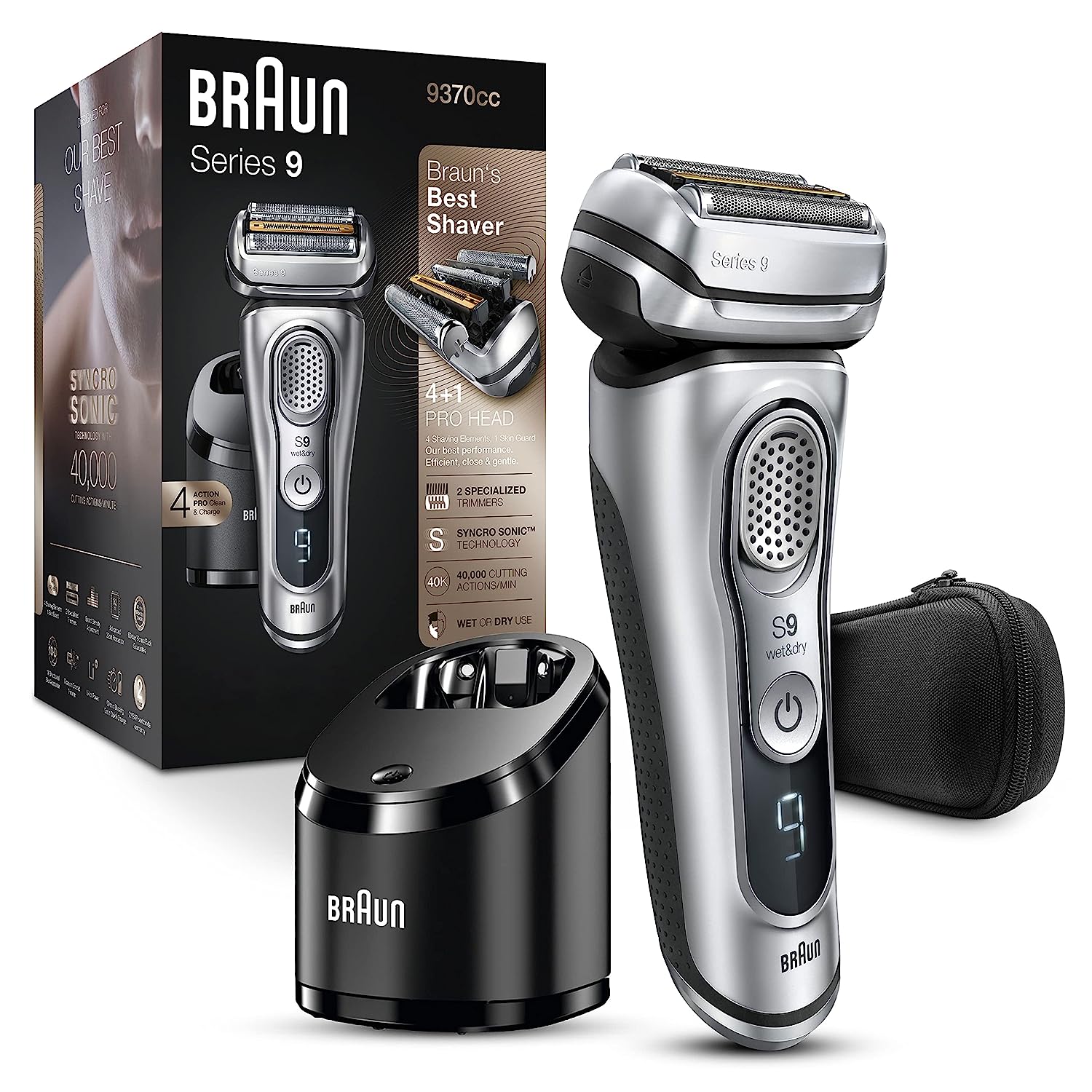 Braun Series 9 9370cc Rechargeable Wet _ Dry Men_s Electric Shaver with Clean _ Charge Station