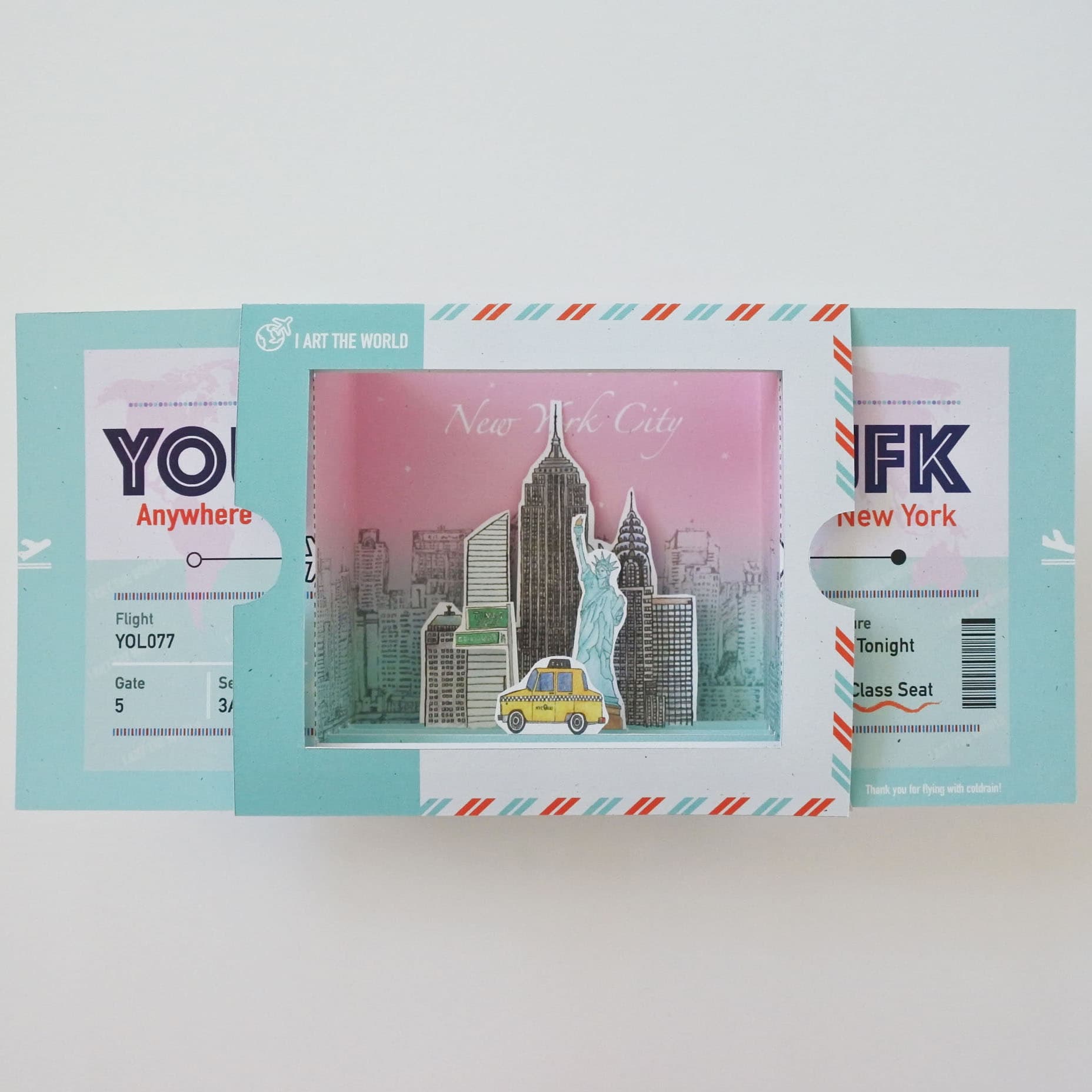 Flight Ticket DIY Pop Up Card _ New York