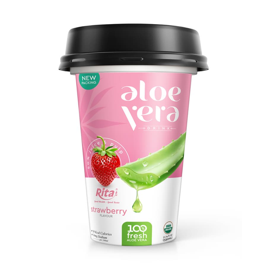 Supplier Aloe Vera Strawberry Flavor 330ml PP Cup