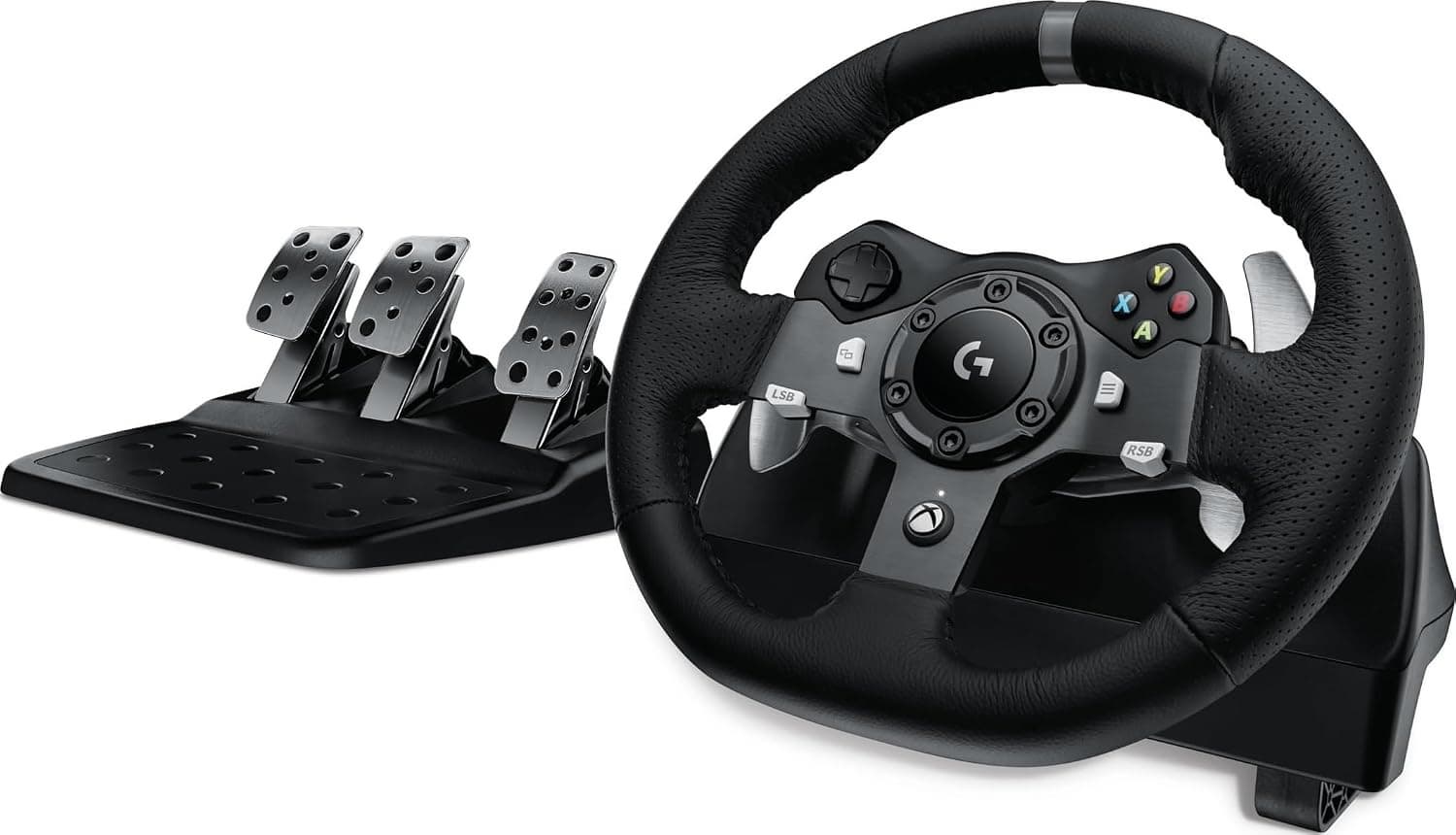 Logitech G920 Racing steering Wheel Pedals PS5 Xbox XS_Xbox One_PC stainless steel paddle shifters