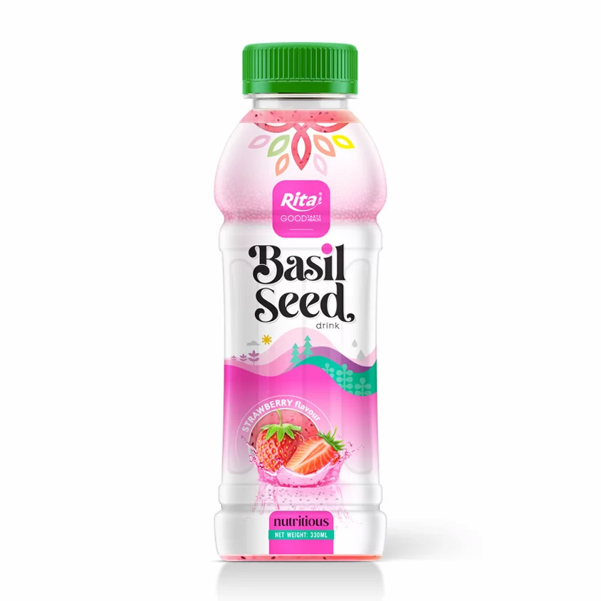 Healthy Nutritious Basil Seed Drink Strawberry