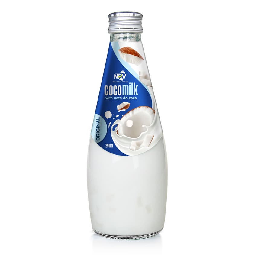 OEM ODM COCONUT MILK DRINK WITH ORIGINAL FLAVOR 290ML GLASS BOTTLE LOW MOQ AND GOOD PRICE