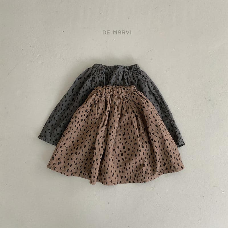 DE MARVI Kids Toddler Dots Shirring Casual A_line Long Skirts Girls Clothing Korean Manufacturer