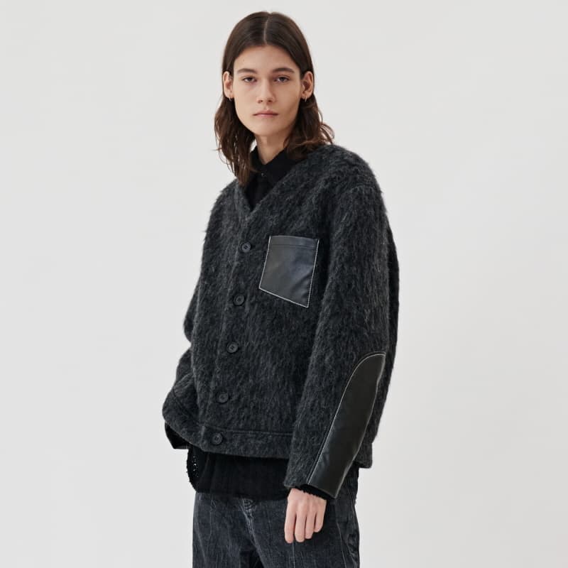 K_FASHION Mohair Patch Liner Jacket_Midnight Charcoal
