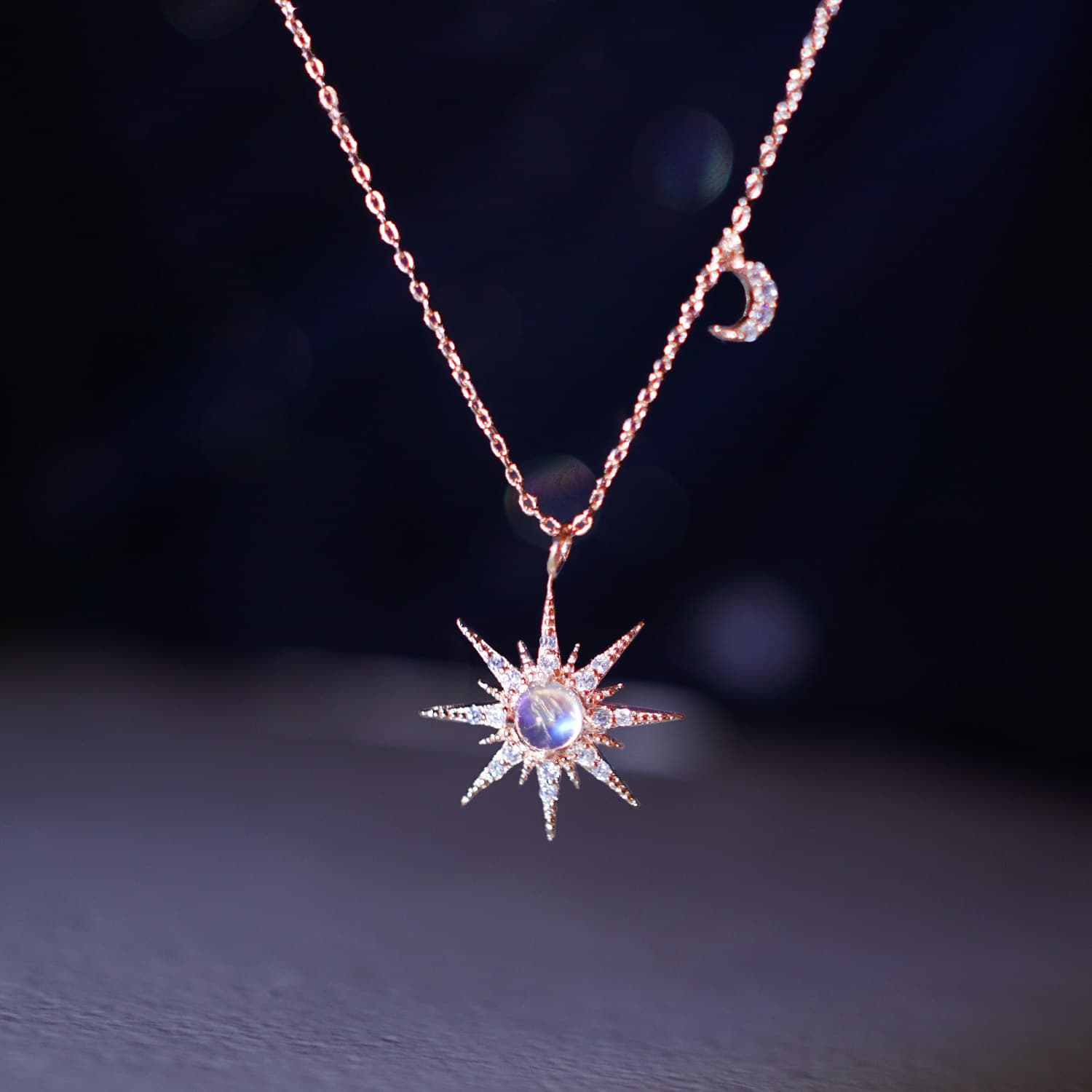 SUNSHINING Necklace RAINBOW MOONSTONE fashion jewelry