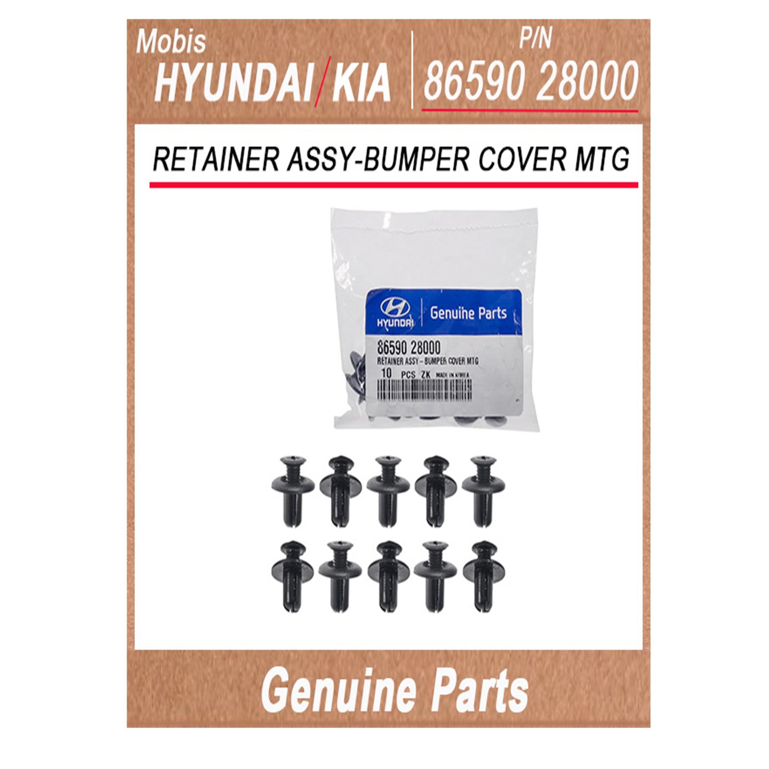 8659028000 _ RETAINER ASSY_BUMPER COVER MTG _ Genuine Korean Automotive Spare Parts _ Hyundai Kia _M