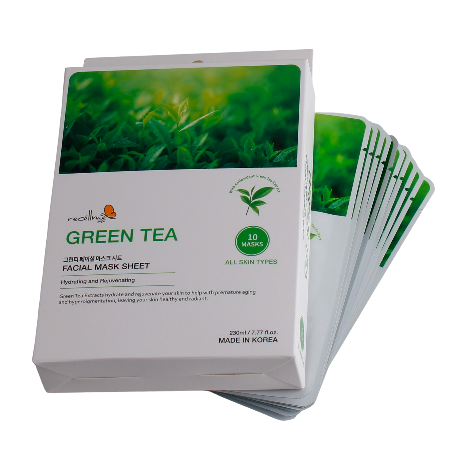 Face Sheet Mask _Green Tea Extracts_ for Moisturizing_ Soothing_ Brightening