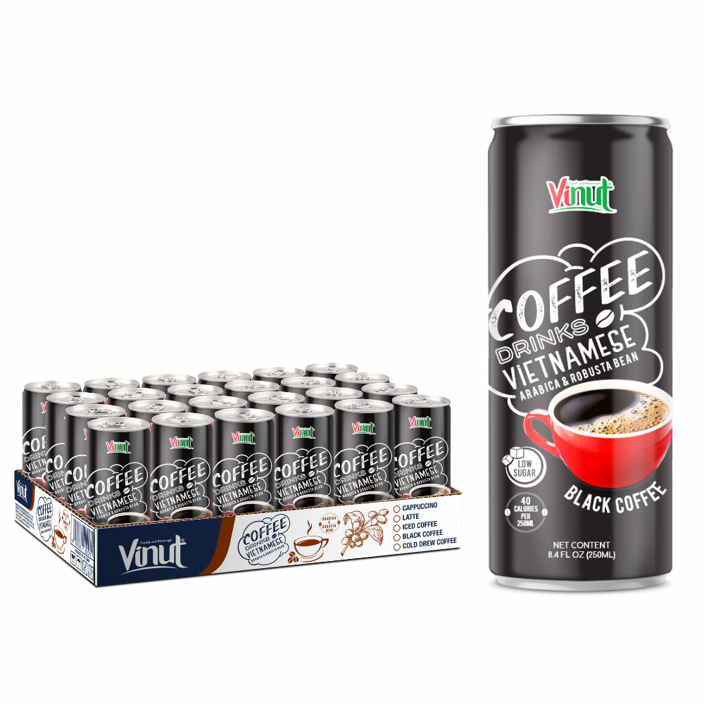 100_ Natural Arabica _ Robusta Black Coffee Can Drink 250ml _ Free Sample _ Private Label OEM