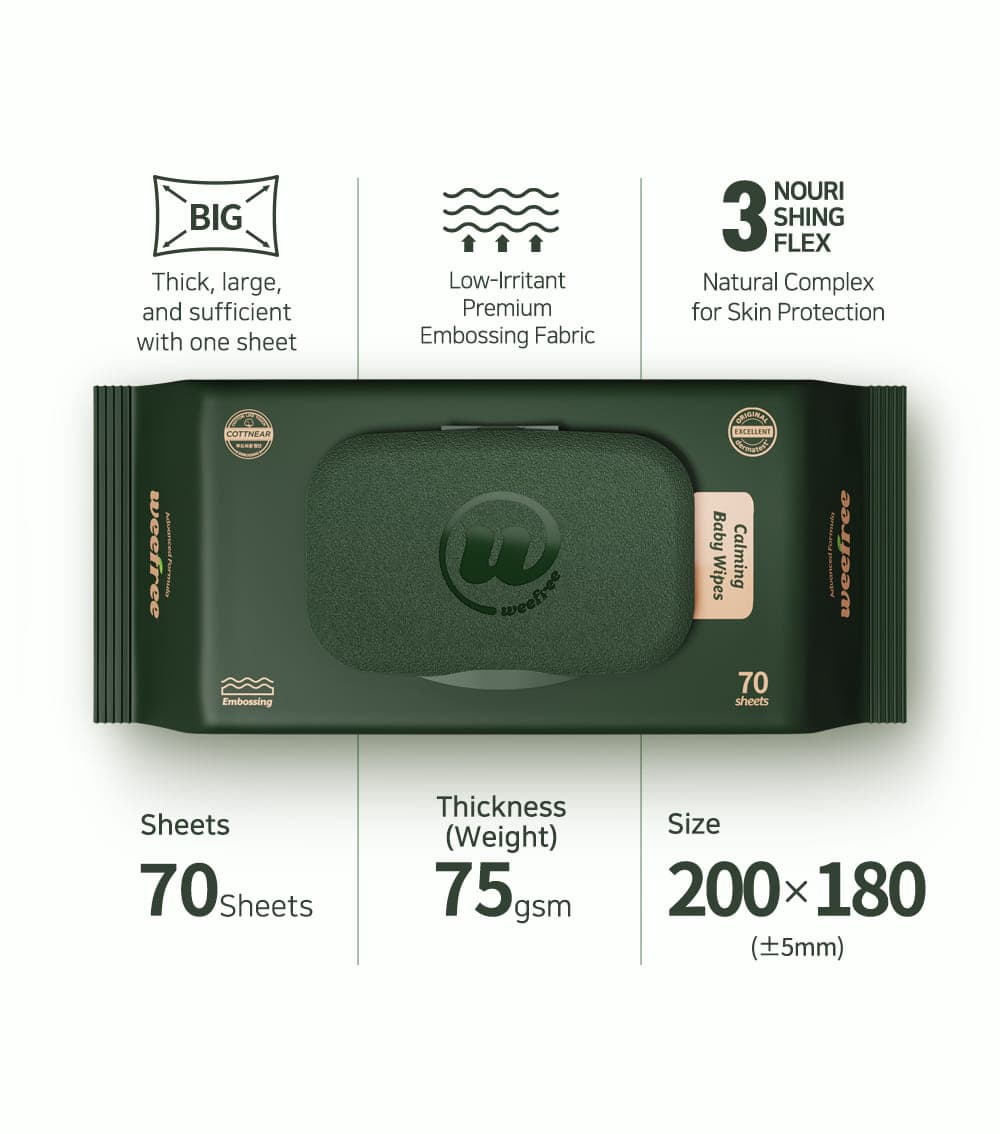 Weefree Calming Green Baby Wipes _EWG Grade 1_ Dermatest_