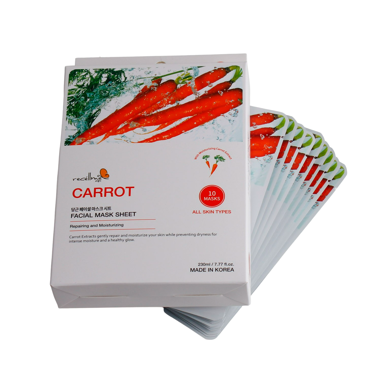 Face Sheet Mask _Carrot_ for Moisturizing_ Soothing_ Brightening