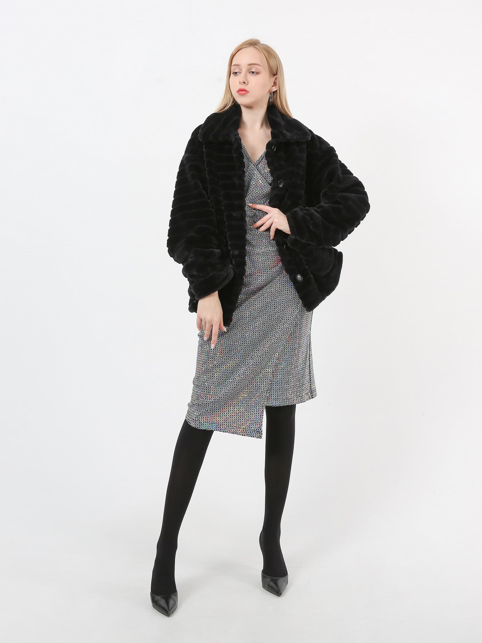 Fake Fur Stripe Coats