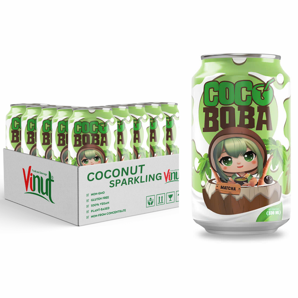 Manufacture Beverage _Private Label  _ 330ml Pure Coconut Milk CocoBoba Can Drink With Matcha