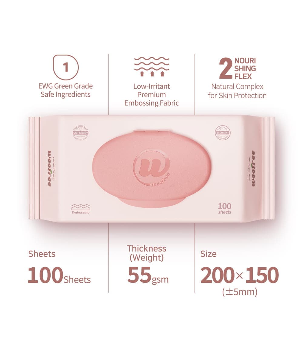 Weefree Zero Pink Baby Wipes _EWG Grade 1_ Dermatest_