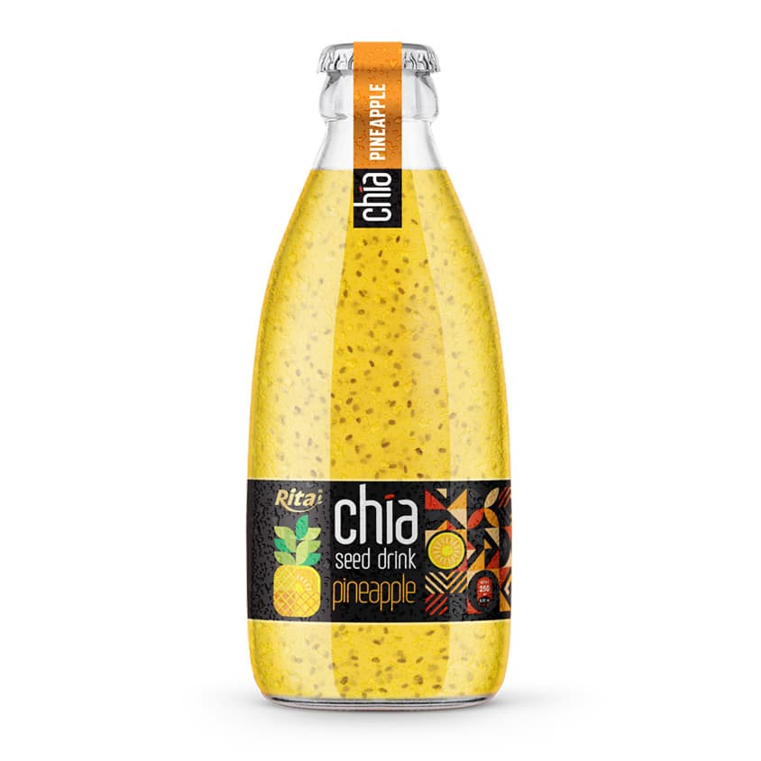 Supplier Chia Seed Drink With Pineapple Flavor 250ml Glass Bottle